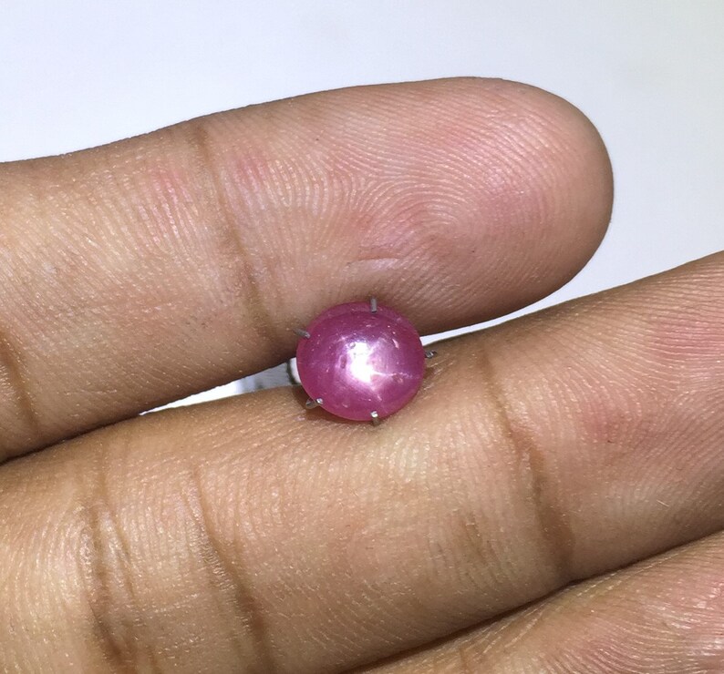 2.4 Cts 100/% Natural Star Ruby Cabochon With 6 Rare Star Top Star Ruby Round Shape Gemstone Size 8x7.5x3.5 mm