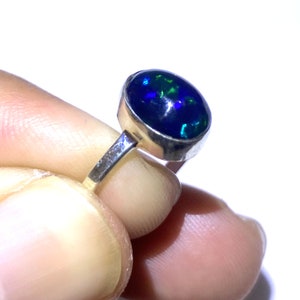 Fantastic Natural Ethiopian Black Opal Gemstone Ring 925 Solid Sterling Silver Ring Stone Size 10 x 7 mm Birthday Ring Gift Easter Sale Ring