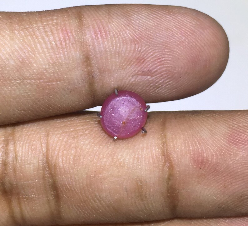 2.4 Cts 100/% Natural Star Ruby Cabochon With 6 Rare Star Top Star Ruby Round Shape Gemstone Size 8x7.5x3.5 mm