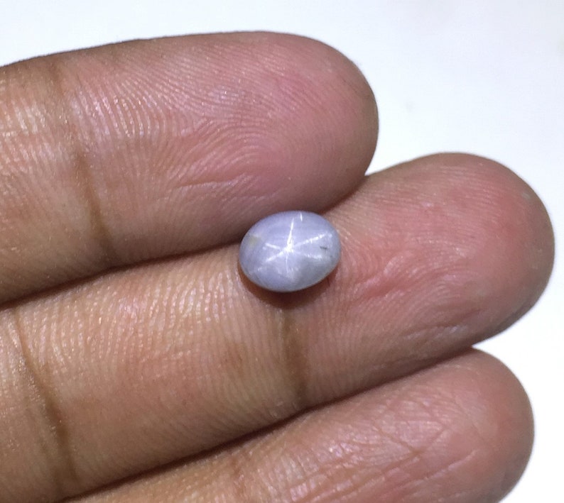2.7 Cts Natural Star Sapphire Cabochon With 6 Rare Star Oval Shape Gemstone Size 8x6.5x4.5 mm