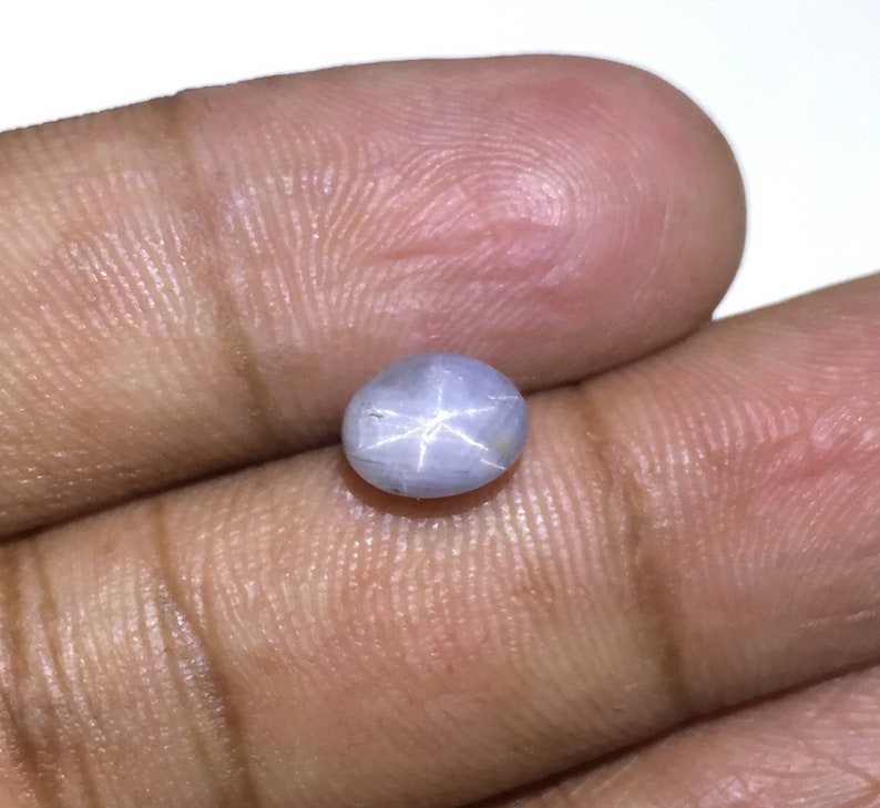 2.7 Cts Natural Star Sapphire Cabochon With 6 Rare Star Oval Shape Gemstone Size 8x6.5x4.5 mm