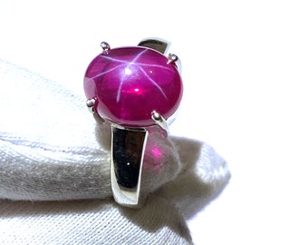 Red Star Ruby Gemstone Ring 925 Solid Sterling Silver Ring 6 Ray Star Ruby Stone Size 9 x 11 mm Top Star Ruby Gift Nativa American day Ring