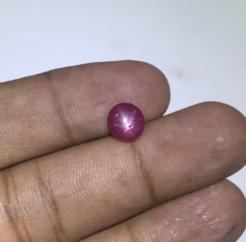 2.4 Cts 100/% Natural Star Ruby Cabochon With 6 Rare Star Top Star Ruby Round Shape Gemstone Size 8x7.5x3.5 mm