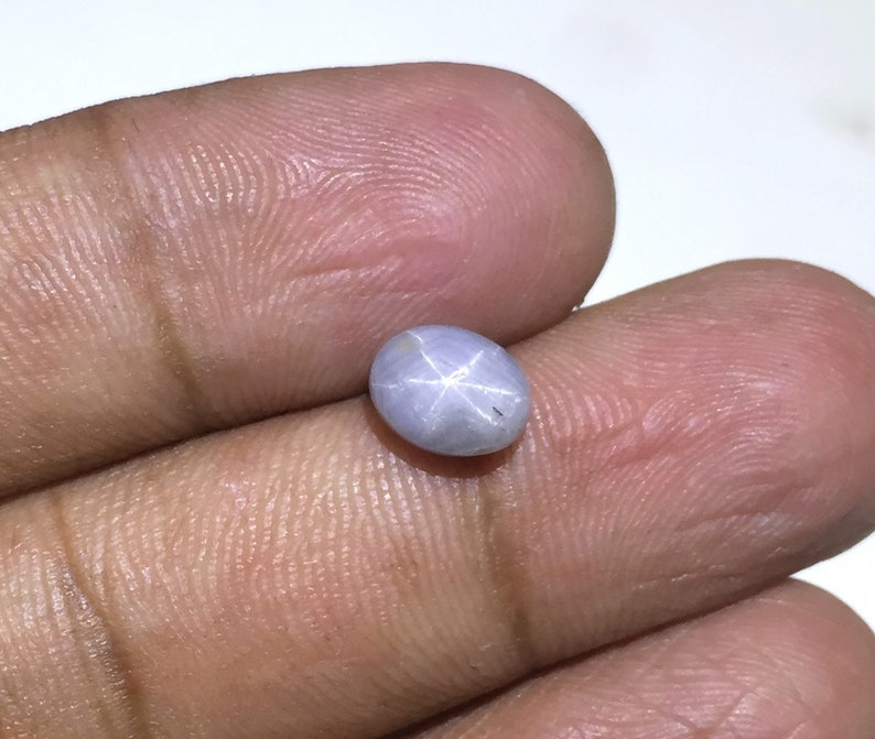 2.7 Cts Natural Star Sapphire Cabochon With 6 Rare Star Oval Shape Gemstone Size 8x6.5x4.5 mm