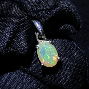 Natural Ethiopian Opal Faceted Green Fire Gemstone Pendant 925 Solid Sterling Silver Pendant Necklace Jewelry Stone Size 8 x 6 mm Gift Birthday