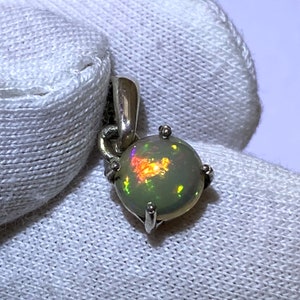 Amazing Natural Ethiopian Opal Multi Fire Gemstone Pendant 925 Solid Sterling Silver Pendant Stone Size 7 x 7 mm Gift Mother day Sale Pendant