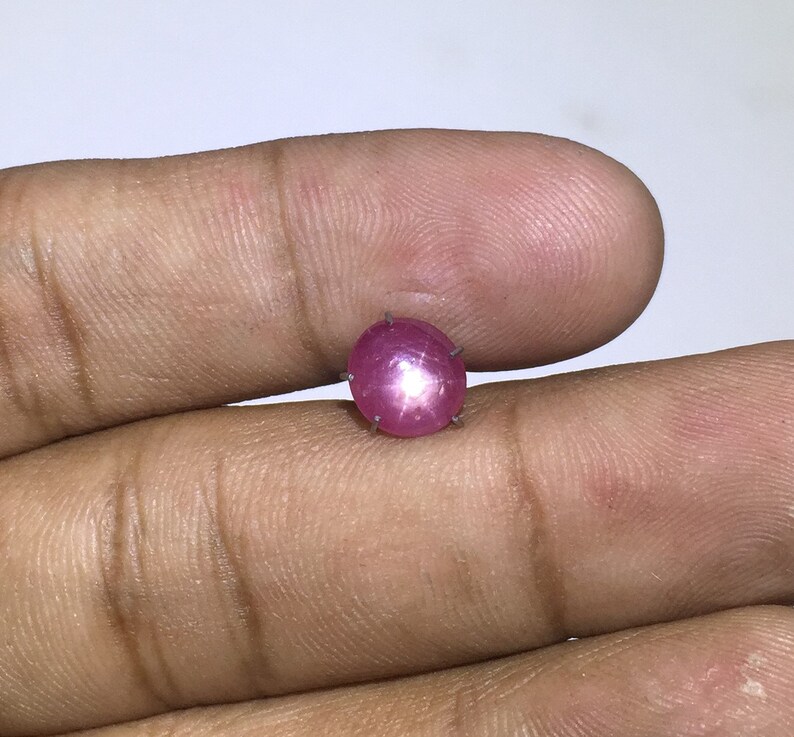 2.4 Cts 100/% Natural Star Ruby Cabochon With 6 Rare Star Top Star Ruby Round Shape Gemstone Size 8x7.5x3.5 mm