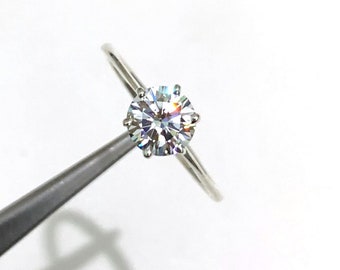 2 Cts Round Cut Moissanite Engagement Ring 925 Solid Sterling Silver Ring Solitaire Moissanite Stone Size 7 x 7 mm Gift Father day Sale Ring