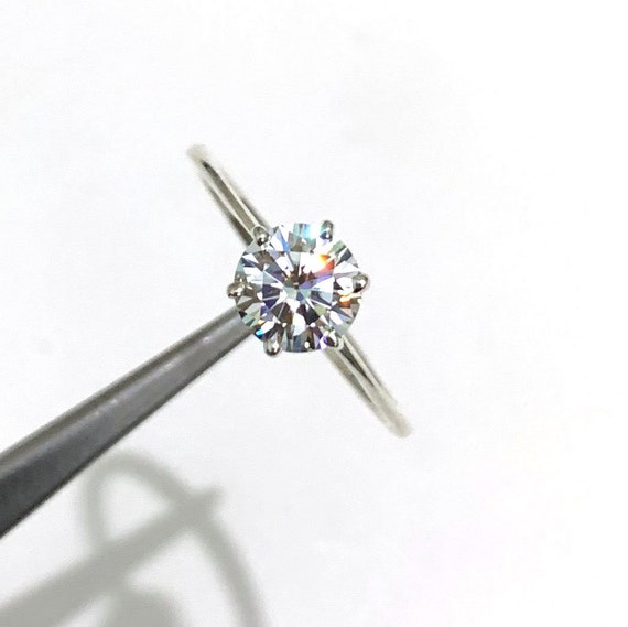 2 Cts Round Cut Moissanite Engagement Ring 925 Solid Sterling Silver Ring Solitaire Moissanite Stone Size 7x7 mm Gift Christmas Sale Ring