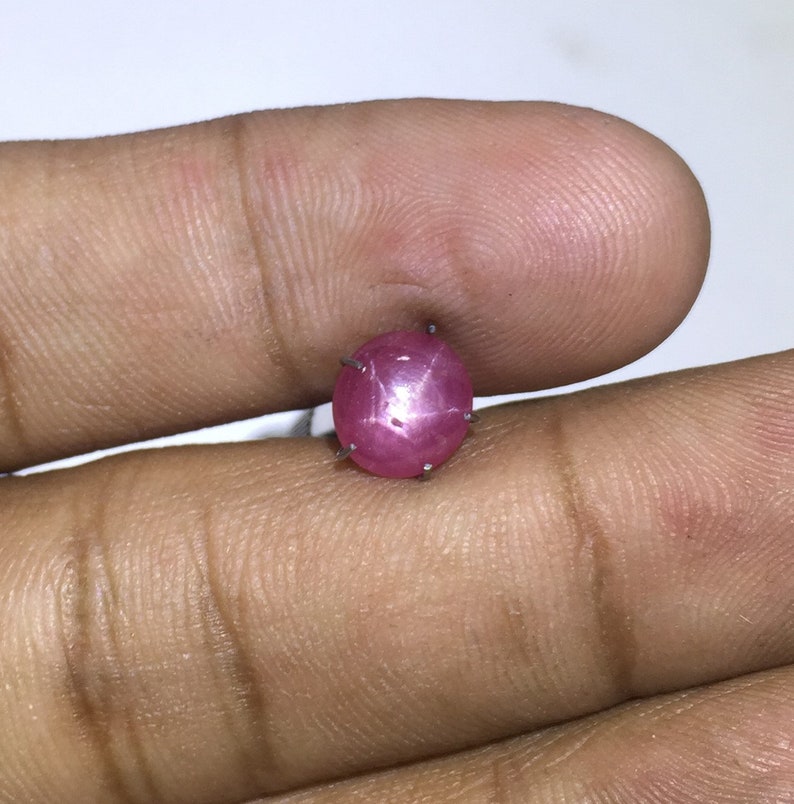 2.4 Cts 100/% Natural Star Ruby Cabochon With 6 Rare Star Top Star Ruby Round Shape Gemstone Size 8x7.5x3.5 mm