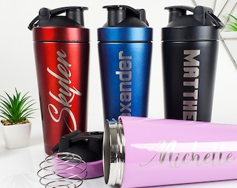 Personalized Shaker Bottle, Stainless Steel Blender Bottle, Custom, Gym Water Bottle, Metal Shaker Bottle, Engraved, Sports Bottle, Gym Cup