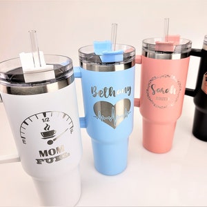 Personalized 40oz Tumbler with Handle & Straw, Custom Engraved TikTok Cup, Gift For Her, 40 oz Travel Mug, Not Stanley Brand Quencher