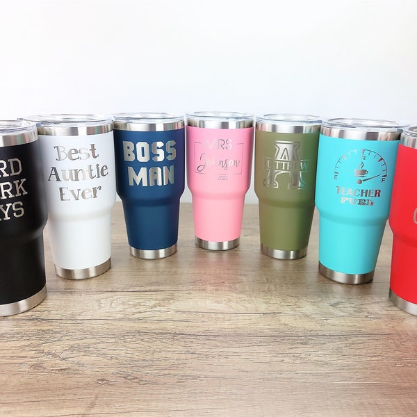 Personalized 30 OZ Tumbler, Custom Travel Mug, Laser Engraved Tumbler, 30oz Custom Tumbler, Insulated Tumbler, Customized Monogram Tumblers