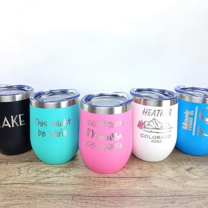Custom Insulated 12oz Wine Tumbler, Personalized Wine Tumbler, Laser Engraved Wine Cup, Monogram Wine Cup, Gift For Her, CRU Cup, Bridesmaid