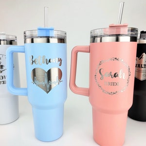 Personalized 40oz Tumbler With Handle & Straw, Custom Engraved Tiktok Cup,  Gift for Her, 40 Oz Travel Mug, Not Stanley Brand Quencher 