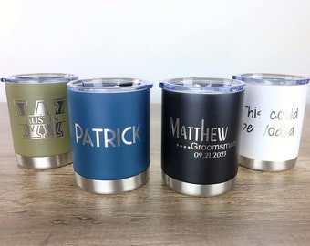 Regalo personalizado, vaso Lowball personalizado, vaso Lowball aislado, regalo de cumpleaños, vaso Lowball de whisky, vaso de 10 oz, taza para llevar, taza de viaje, acero inoxidable