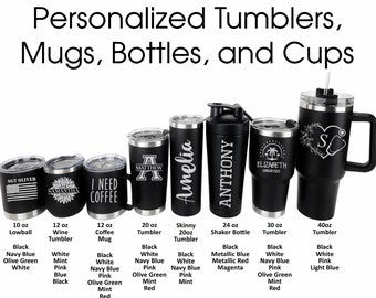 Personalized Custom Engraved Tumbler, Travel Coffee Mug, Personalized Gift, Insulated Coffee Tumbler, Monogram Tumbler, Custom Cups, 20oz 30