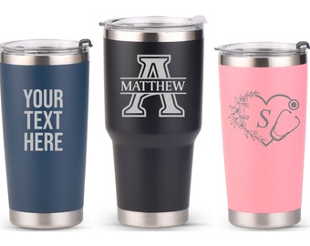 Custom Personalized Laser Engraved Insulated Tumblers, Travel Coffee Mug, Customized Cups, Personalized Gift, For Her, For Him, 20oz 30oz