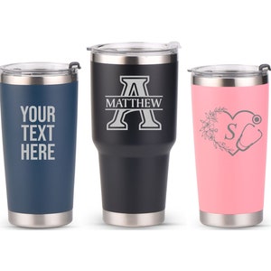 Laser Engraved Insulated Tumbler: Personalized Travel Coffee Mug, 20oz 30oz