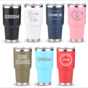 Vaso personalizado de 30 oz, taza de viaje personalizada, vaso grabado a láser, vaso personalizado de 30 oz, vaso térmico, vasos con monograma personalizado imagen 2