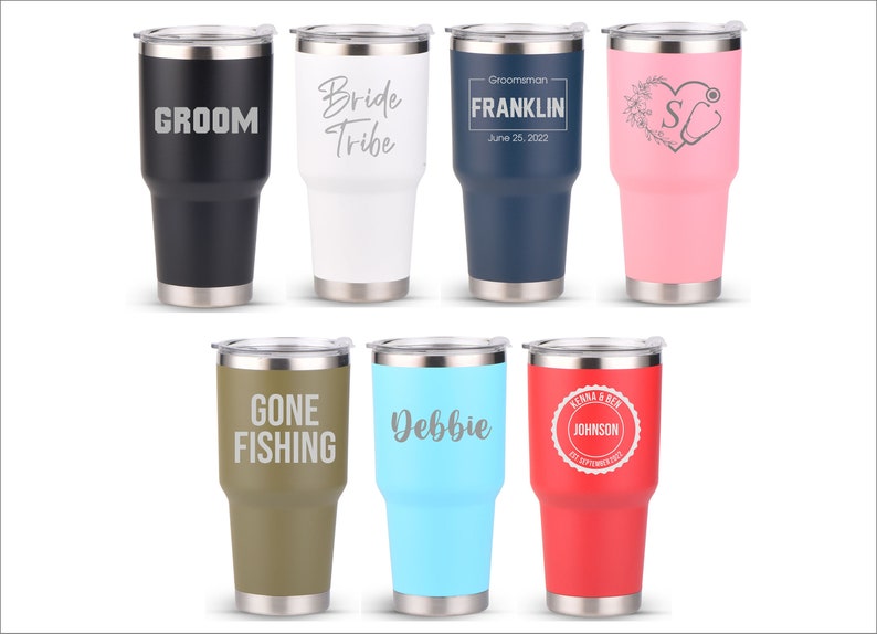 Vaso personalizado de 30 oz, taza de viaje personalizada, vaso grabado a láser, vaso personalizado de 30 oz, vaso térmico, vasos con monograma personalizado imagen 2