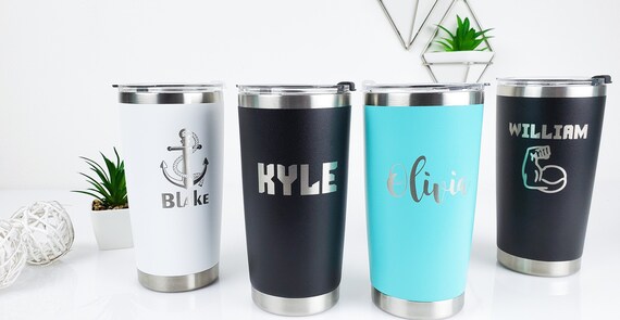 Beach Please lid included customized laser engraved insulated metal tumbler cup