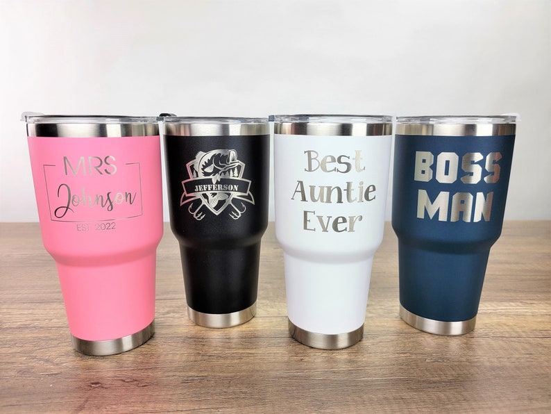 Vaso personalizado de 30 oz, taza de viaje personalizada, vaso grabado a láser, vaso personalizado de 30 oz, vaso térmico, vasos con monograma personalizado imagen 8