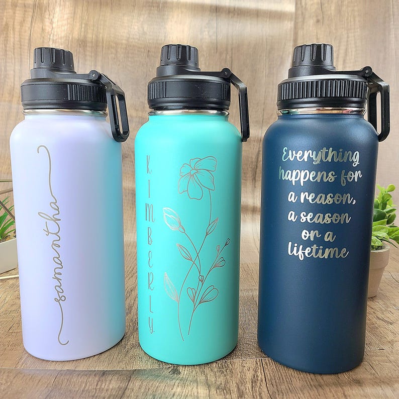 Personalized 32oz Stainless Steel Water Bottle: Laser Engraved Gift - Etsy