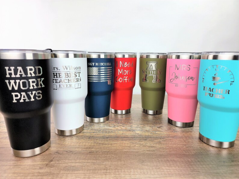 Vaso personalizado de 30 oz, taza de viaje personalizada, vaso grabado a láser, vaso personalizado de 30 oz, vaso térmico, vasos con monograma personalizado imagen 7