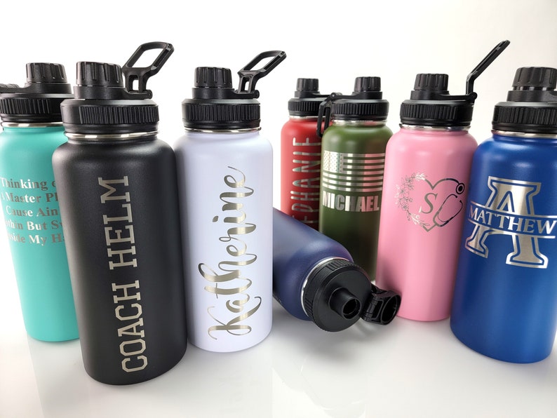 Personalized 32oz Water Bottle, Custom Engraved, Insulated Stainless Steel, Spill Proof Lid, With Handle, Personalized Gift, Name Bottles zdjęcie 2