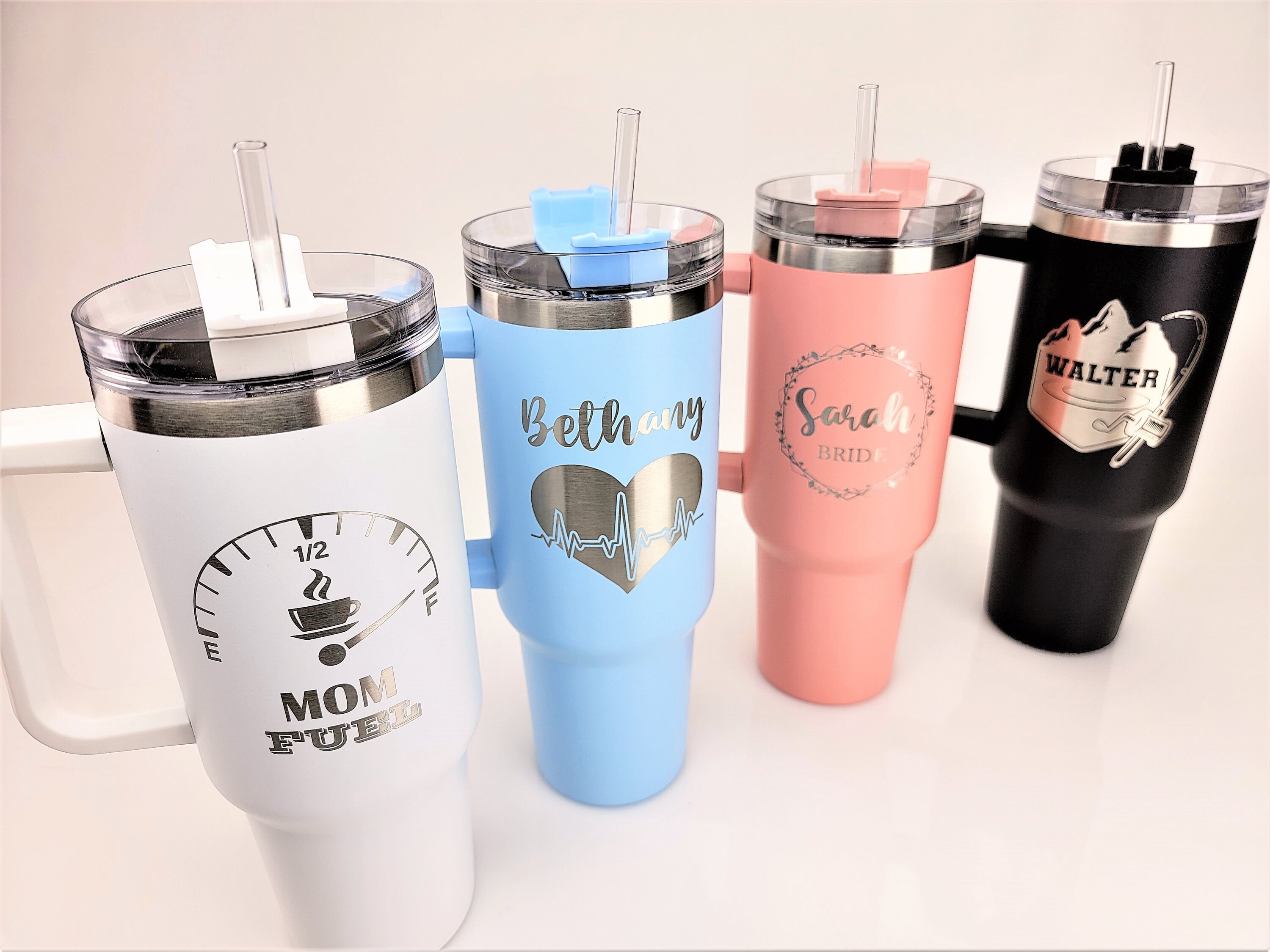 Bling Travel Mug With Handle, Personalized Tumbler With Handle, 40oz  Stainless Steel Tumbler, Teacher Travel Mug With Straw, Charger Tumbler 
