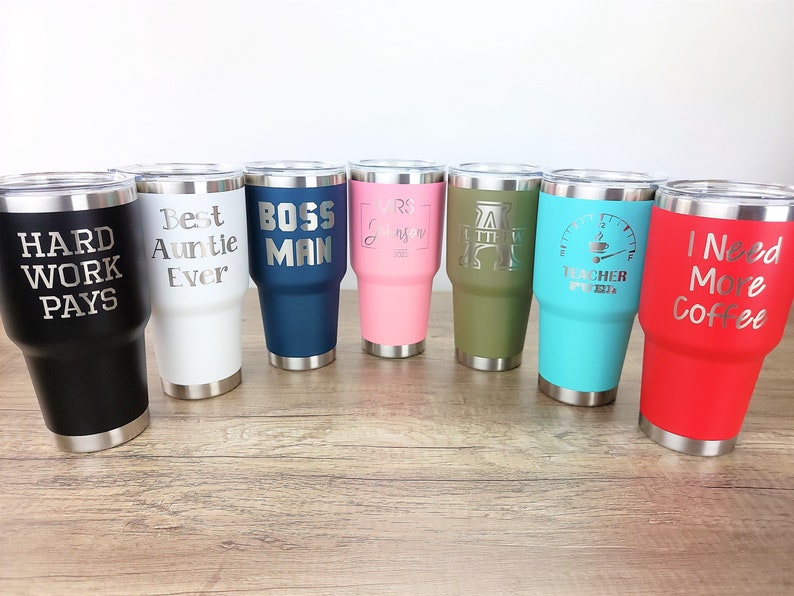 Vaso personalizado de 30 oz, taza de viaje personalizada, vaso grabado a láser, vaso personalizado de 30 oz, vaso térmico, vasos con monograma personalizado imagen 1