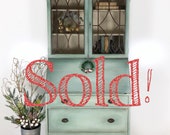 SOLD Vintage Secretary Tall Desk, Hutch, Storage, Solid Wood, Original Hardware, Drop Front, Slant Top, Linen Closet, French Country,