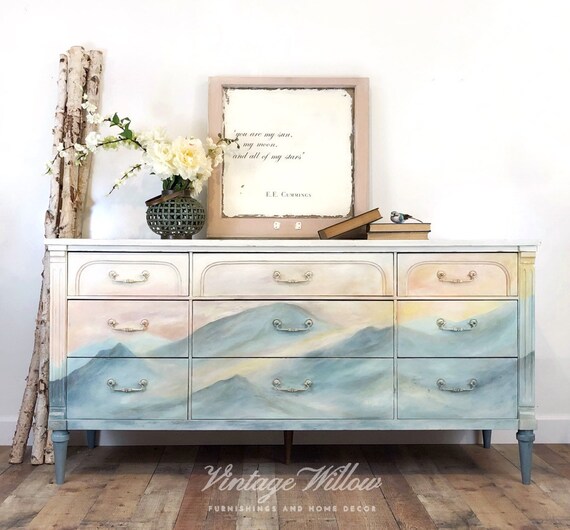Sold Hand Painted Dresser Elegant Boho French Country Bedroom Living Room Dining Room Nursery Furniture