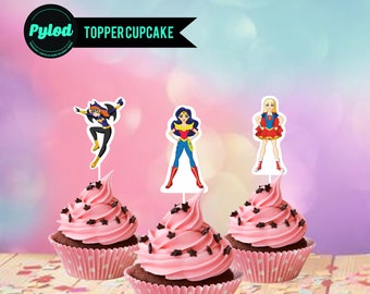 DIY Print at home DC Super Hero Girls Party - DC Super Hero Girls Cupcake Toppers - Cake Toppers - Cake Decoration - Party Decor