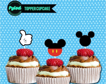 DIY Print at home Mickey - Mickey Cupcake Toppers - Cake Toppers - Cake Decoration - Mickey Party Decor