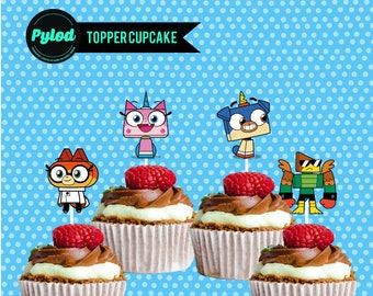 DIY Print at home Unikitty - Unikitty Cupcake Toppers - Cake Toppers - Cake Decoration - Unikitty Party Decor