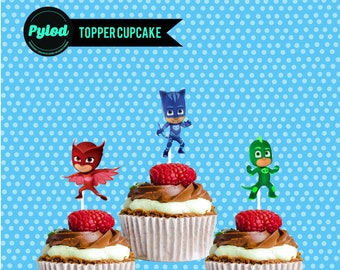 DIY Print at home PJ Masks - pj Masks Cupcake Toppers - Cake Toppers - Cake Decoration - PJ Masks Party Decor