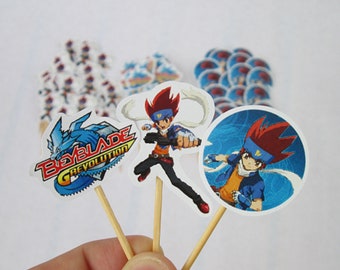 DIY Print at home Beyblade Party - Beyblade Cupcake Toppers - Cake Toppers - Cake Decoration - Beyblade Party Decor