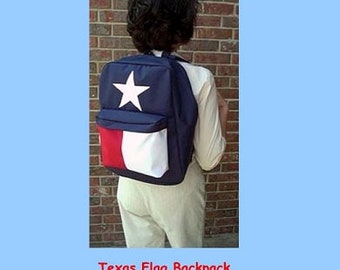 Backpack designed with the Texas Flag in mind, because "Texas is a state of mind." Designed for school or for other needs.