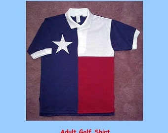 Texas Flag Golf shirt designedby Stately for all Texans. This golf shirt is worn by both guys and gals.