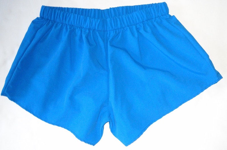 Blue low rise shorts are designed to accent all figures Blue shorts are often worn by groups and sororities Low rise blue shorts.
