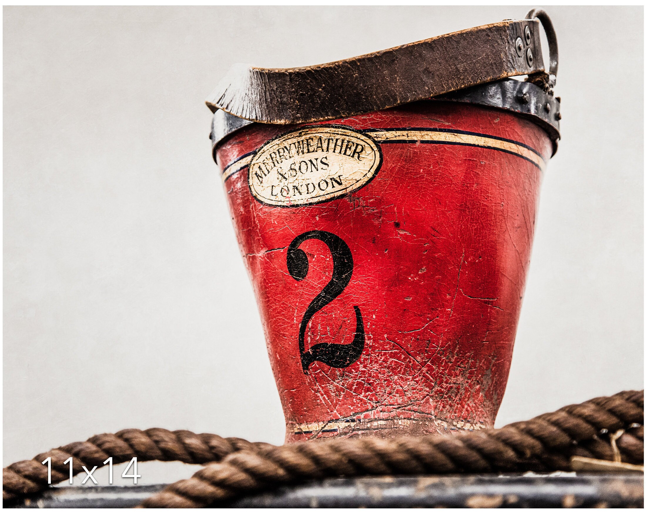 Firefighter, Firefighting, Vintage, Red, Pail, Bucket, Wall Art, Canvas ...