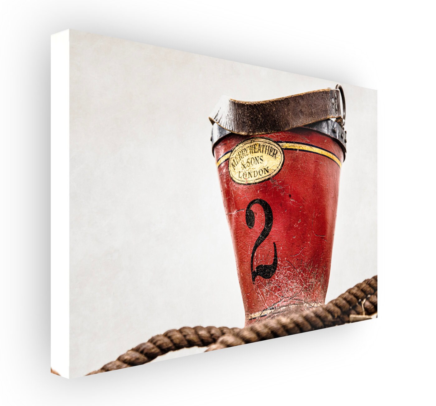 Firefighter, Firefighting, Vintage, Red, Pail, Bucket, Wall Art, Canvas ...