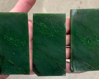 Nephrite Jade With Chromium Flecks  - 3 Slabs = 331 Grams