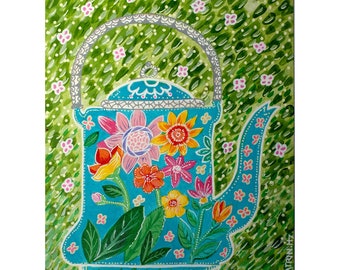 Green pot painting - illustration