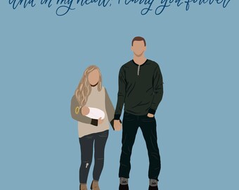 Miscarriage Digital Portrait | Angel Baby Digital Family Portrait | Family Loss Digital Portrait