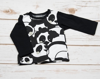 Tshirt sweatshirt panda for baby boy or baby girl  0-24M. Matching tshirt hoodie for dog available.