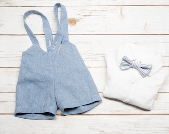 Overall, shirt and bow tie set for babies 0-2T