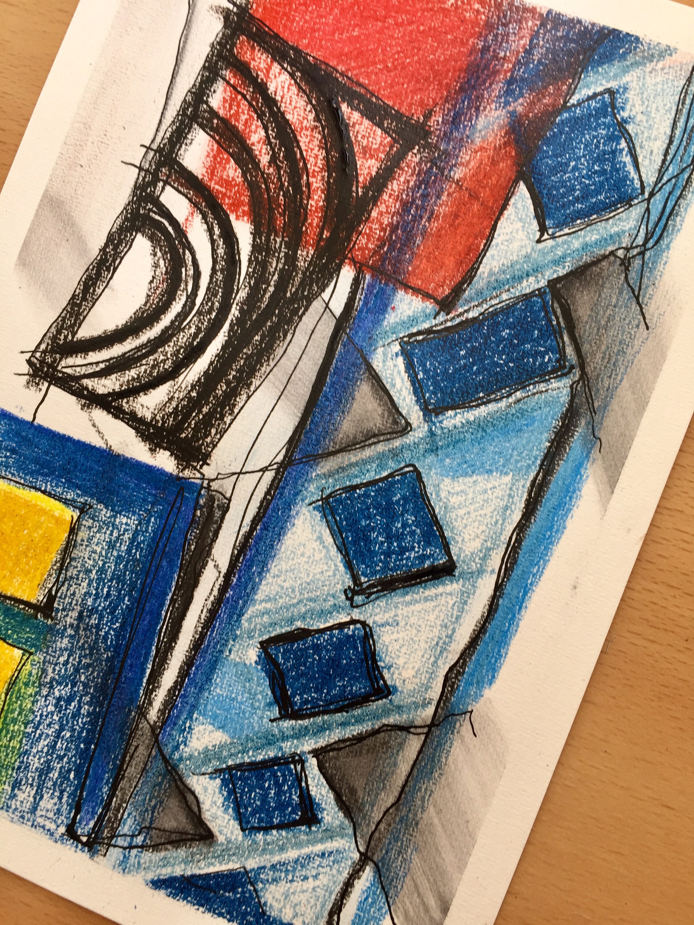 Original Charcoal and oil pastel painting. Contemporary Etsy